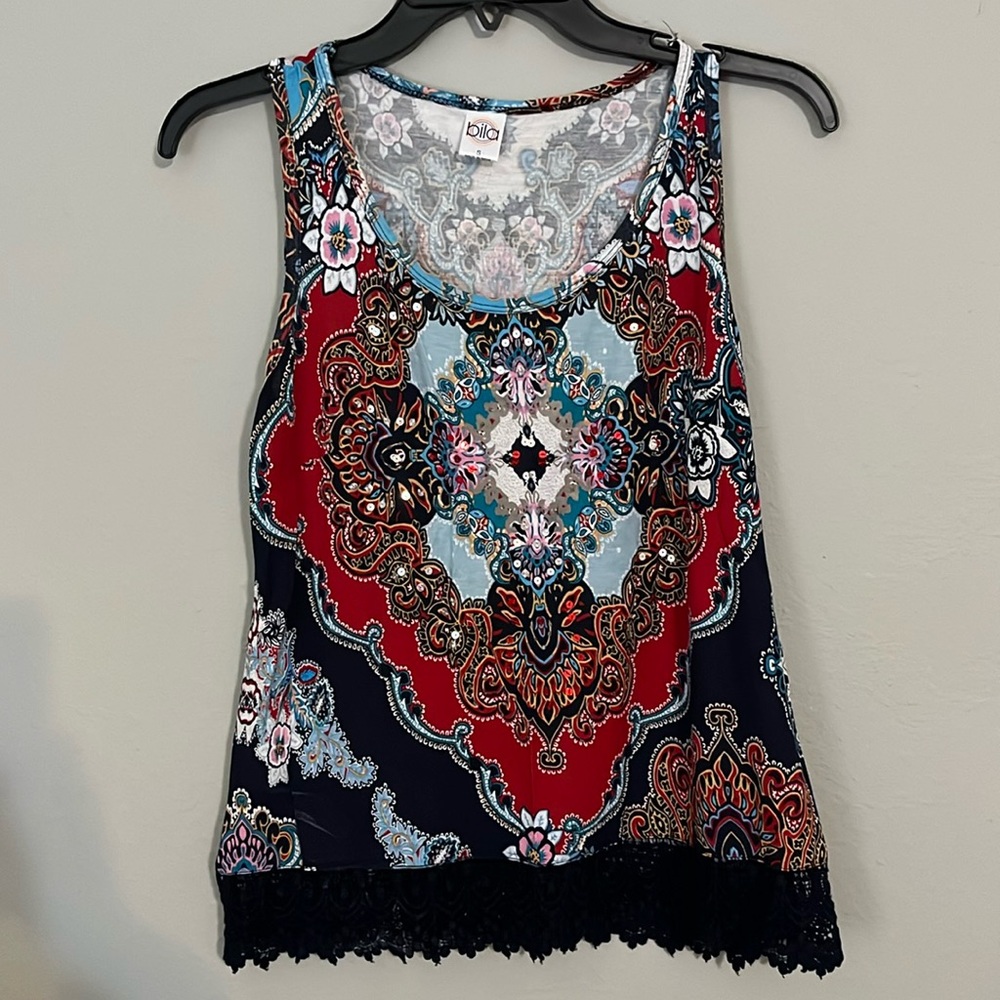 Bila sequined and lace tank top size Small